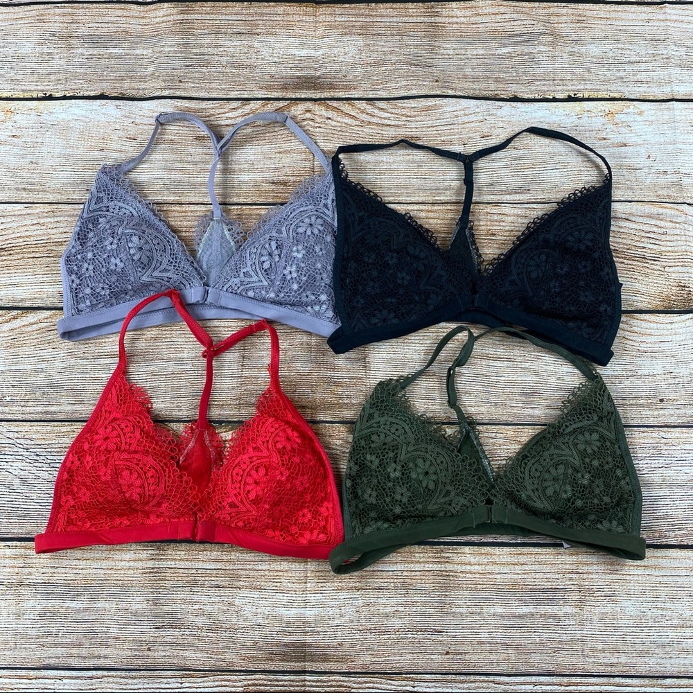 Body by Victoria Lace Padded Bralette Women Size S/P Front Latch Bundle of 4 NEW